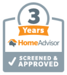 3 Years of Service Award from Home Advisor, featuring 'Screened and Approved' seal