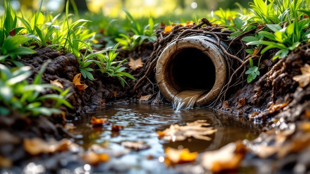 clogged underground drainage pipe